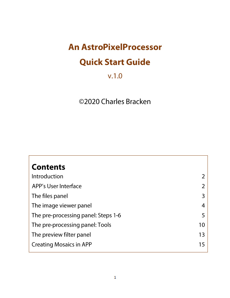 An AstroPixelProcessor Quick Start Guide